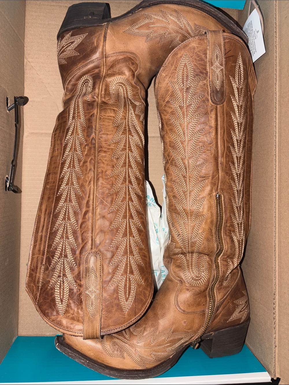 Women's Brown Embroidered Lace-Up Western Boots